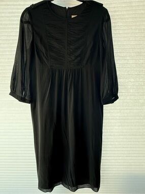 Burberry Black Sheer-Sleeve Shift Dress